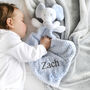 Personalised Blue Elephant With Bow Baby Comforter, thumbnail 1 of 5