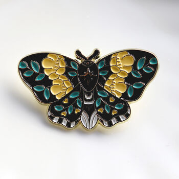 Butterfly Brooch With Green And Yellow Floral Details, 2 of 4