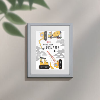 Personalised Construction Children's Nursery Framed Print, 6 of 10