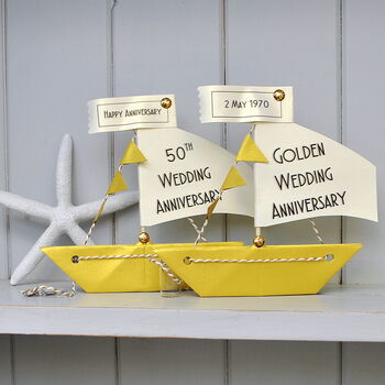 Personalised Golden 50th Anniversary Sail Boat Card, 4 of 7
