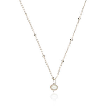 Rose, Silver Or Gold Single Pearl Satellite Necklace, 6 of 10