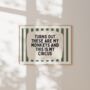 Turns Out These Are My Monkeys Landscape Wall Print | Olive Green And Cream Stripe, thumbnail 2 of 3