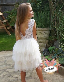 Aria Flower Girl Dress In Cream And White, 2 of 3
