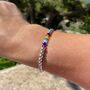Chakra Crystal Sterling Silver Dainty Bracelet, thumbnail 1 of 3