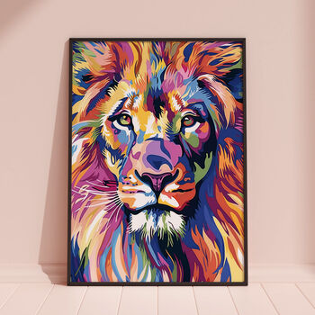 Pop Art Colourful Lion Print, 6 of 8