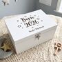 Personalised Born In 2026 Stars Engraved White New Baby Keepsake Box Three Sizes 22cm | 27cm | 30cm, thumbnail 1 of 10