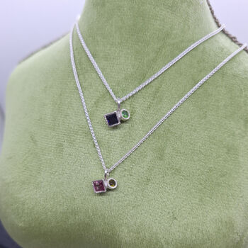 Tresor Two Stone Square Pendant, 2 of 6