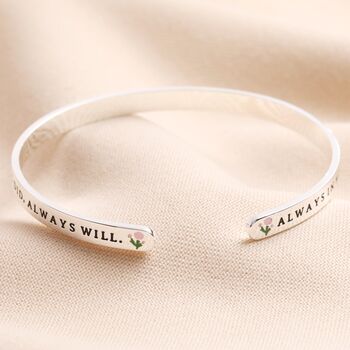 Always In My Thoughts Meaningful Word Bangle In Silver, 3 of 3