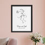 Personalised Romantic Line Art Kissing Couple Print, thumbnail 1 of 11