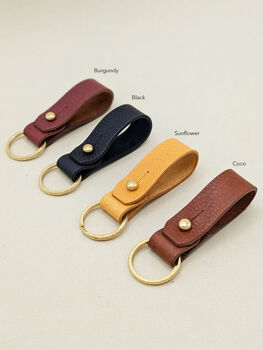 Personalised Looped Vegetable Tanned Leather Key Ring, 5 of 5