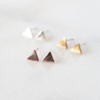 Tiny Simple Triangle Stud Earrings, 3 of 3