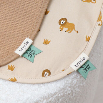 Personalised Trixie Lively Lion Two Pack Newborn Bibs, 2 of 5