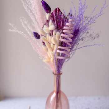 Pink And Purple Dried Flowers With Vase, 3 of 3