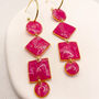 Geometric Pink Statement Hoop Earrings, Clay And Resin, thumbnail 1 of 12
