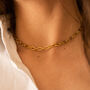 18 K Gold Plated Link Chain Choker Necklace, thumbnail 1 of 10