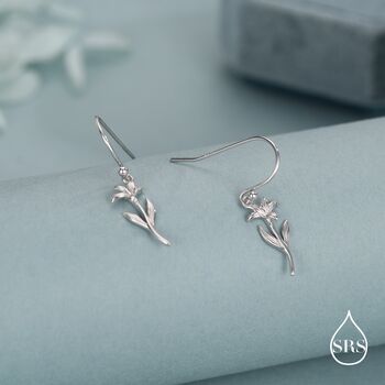 Sterling Silver Lily Flower Drop Earrings, 4 of 11