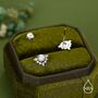 Sterling Silver Vintage White Opal Flower Cz Stud Earrings, thumbnail 2 of 11