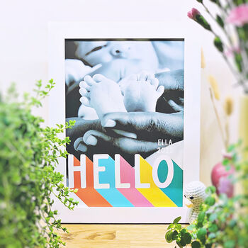 Hello New Baby Rainbow Personalised Print, 5 of 7