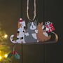 Three Cats On A Sledge Hanging Christmas Decoration, thumbnail 2 of 2