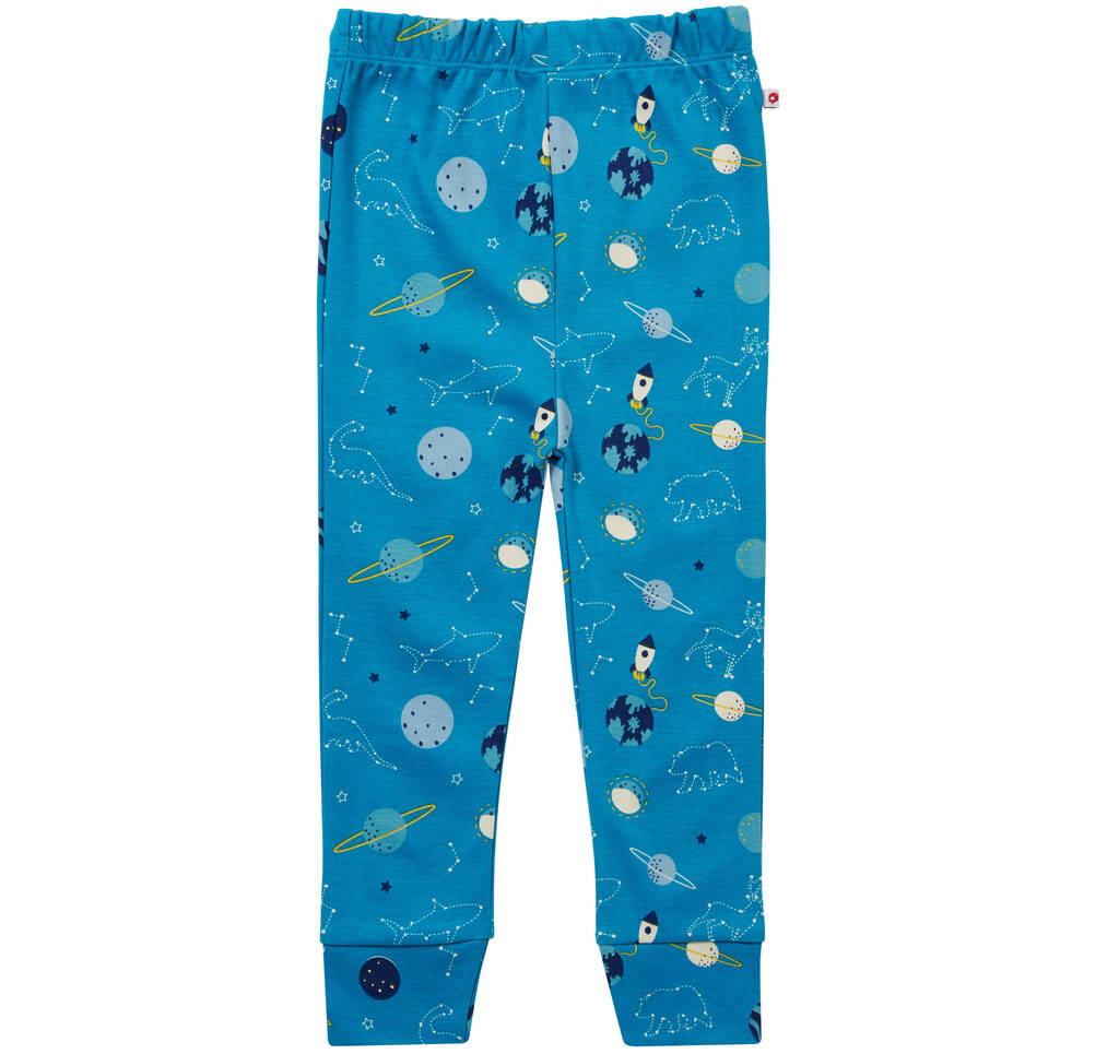 Kids Teal Blue Unisex Space Leggings By Piccalilly | notonthehighstreet.com