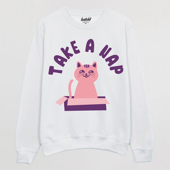 Take A Nap Women's Cat Slogan Sweatshirt, 5 of 5