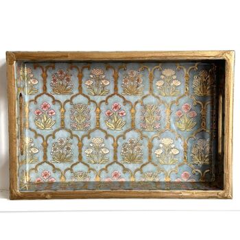 Luxury Wood Lacquer Coated Serving Tray, Indian Printed Serveware, 2 of 9