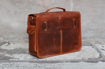 Personalised Handmade Leather Laptop Bag / Gift For Him, 3 of 12