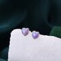 Sterling Silver Purple Opal Heart Stud Earrings, thumbnail 1 of 10