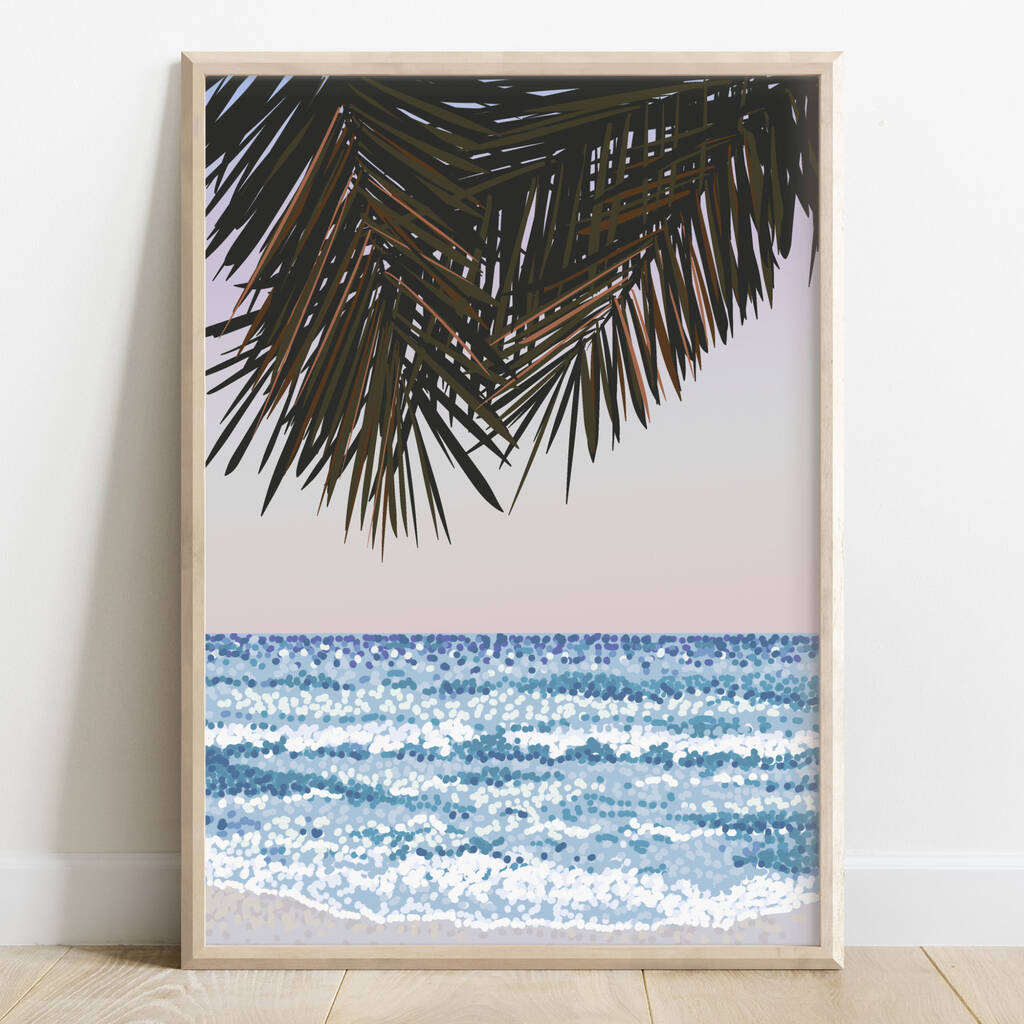 Sunset Ocean Beach Print By Cassiopi | notonthehighstreet.com