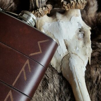 Personalised Viking Rune Leather Hip Flask, 3 of 7