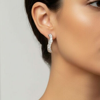 Nami 925 Sterling Silver Plated Stone Wave Earrings, 2 of 5