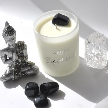 Safe And Protected Black Tourmaline Crystal Candle For Protection, 4 of 6