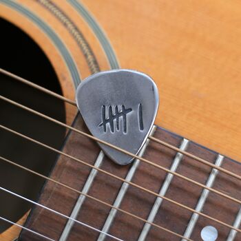 6th Anniversary Iron Guitar Pick Key Ring Or Token, 7 of 9