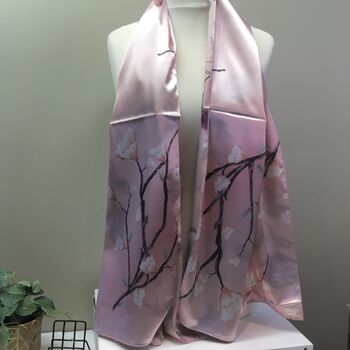 Ladies 100% Silk Scarf Ombre Light Pink, 5 of 5