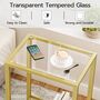 Gold Side Table Bed Side Table Glass Sofa Side Table, thumbnail 4 of 9