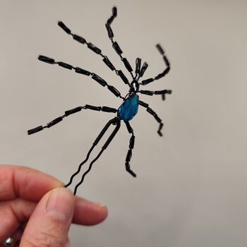 Handcrafted Beaded Spider Hair Pin – Halloween Accessory, 4 of 8
