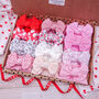 Pink And Hear Print Baby Bow Headband Bundle Gift Set, thumbnail 1 of 5