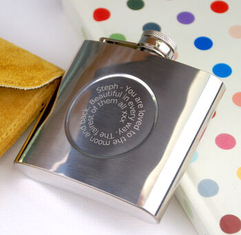 Personalised Spiral Engraved Hip Flask, 3 of 9
