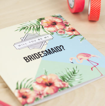 'Will You Be My Bridesmaid' Flamingo Card, 3 of 3