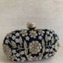 Black Handcrafted Embroidered Pearl Oval Clutch Bag, thumbnail 4 of 10