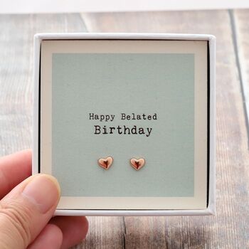 Belated Birthday Sterling Silver Heart Earrings, 6 of 8