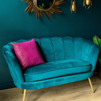Teal Scalloped Cocktail Sofa, 2 of 4