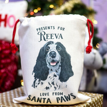 Hand Drawn Dog Christmas Present Sack Personalised, 7 of 9