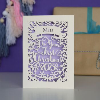Personalised 'First Christmas' Papercut Card, 9 of 9