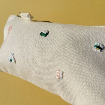 Hand Embroidered Personalised Sushi Pencil Case, 7 of 12