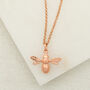 Rose Gold Silver Bee Charm Necklace, thumbnail 2 of 4