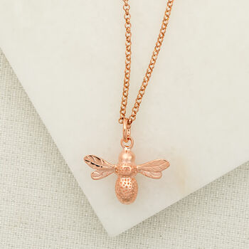 Rose Gold Silver Bee Charm Necklace, 2 of 4