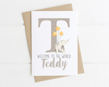 Personalised New Baby Card Elephants, 4 of 6