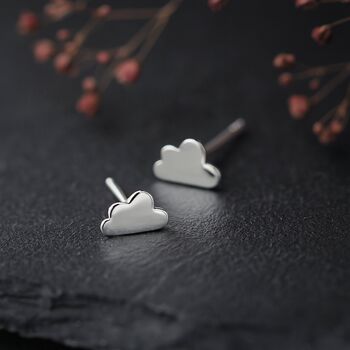Sterling Silver Mini Cloud Stud Earrings, 4 of 8