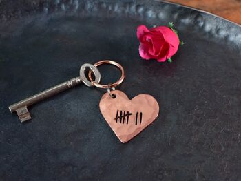 7th Anniversary Solid Copper Heart Keyring, 6 of 9